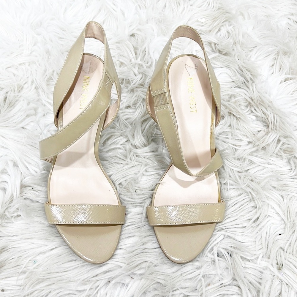 NINE West Nude Strappy Sandal Heels 9.5 - Picture 4 of 9